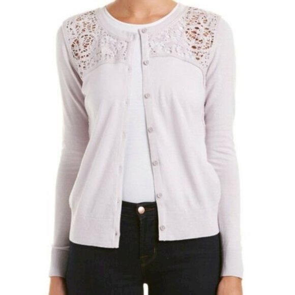 CAbi Lilac Lace Yoke Cardigan - Picture 1 of 4